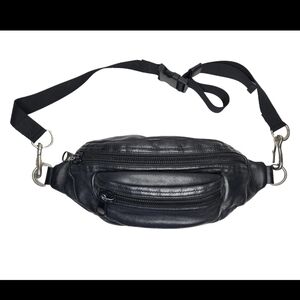 Alexander Wang Black Leather Fanny Pack Bag Supple Soft Unisex Zippers